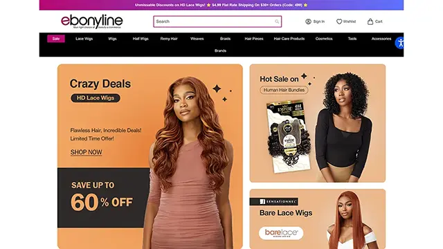 EBONYline.com - Lace Front Wigs | Wigs | Full Cap Wigs | Half Wigs | Weaving Hair | Braids | Ponytails